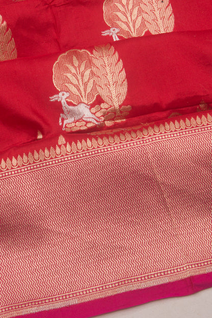 Banarasi Silk Butta Red Saree
