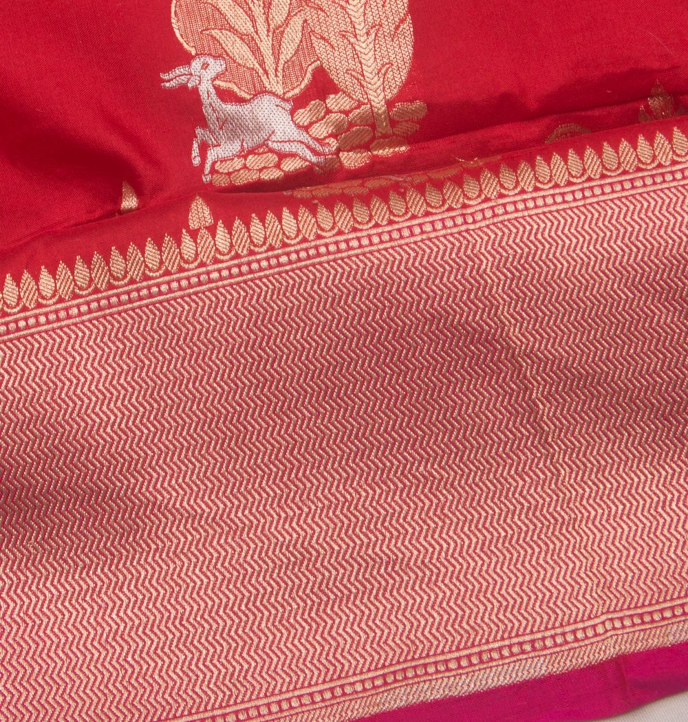 Banarasi Silk Butta Red Saree