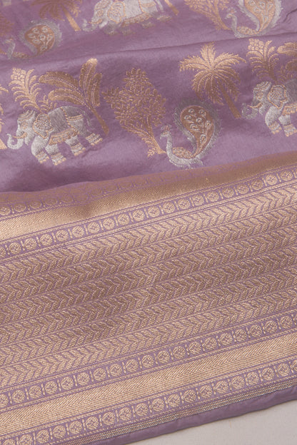Banarasi Silk Jaal Lilac Saree