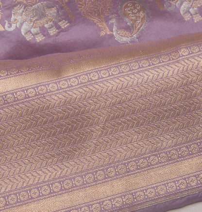 Banarasi Silk Jaal Lilac Saree