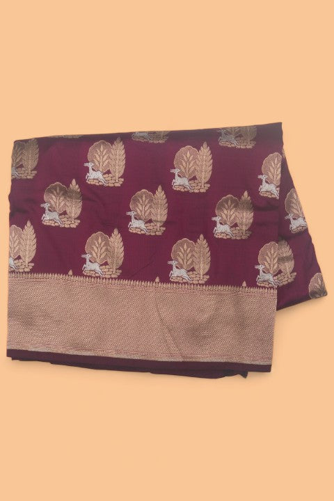 Banarasi Silk Butta Purple Saree