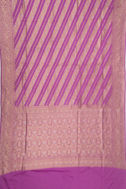 Banarasi Silk Diagonal Lines Lavender Saree