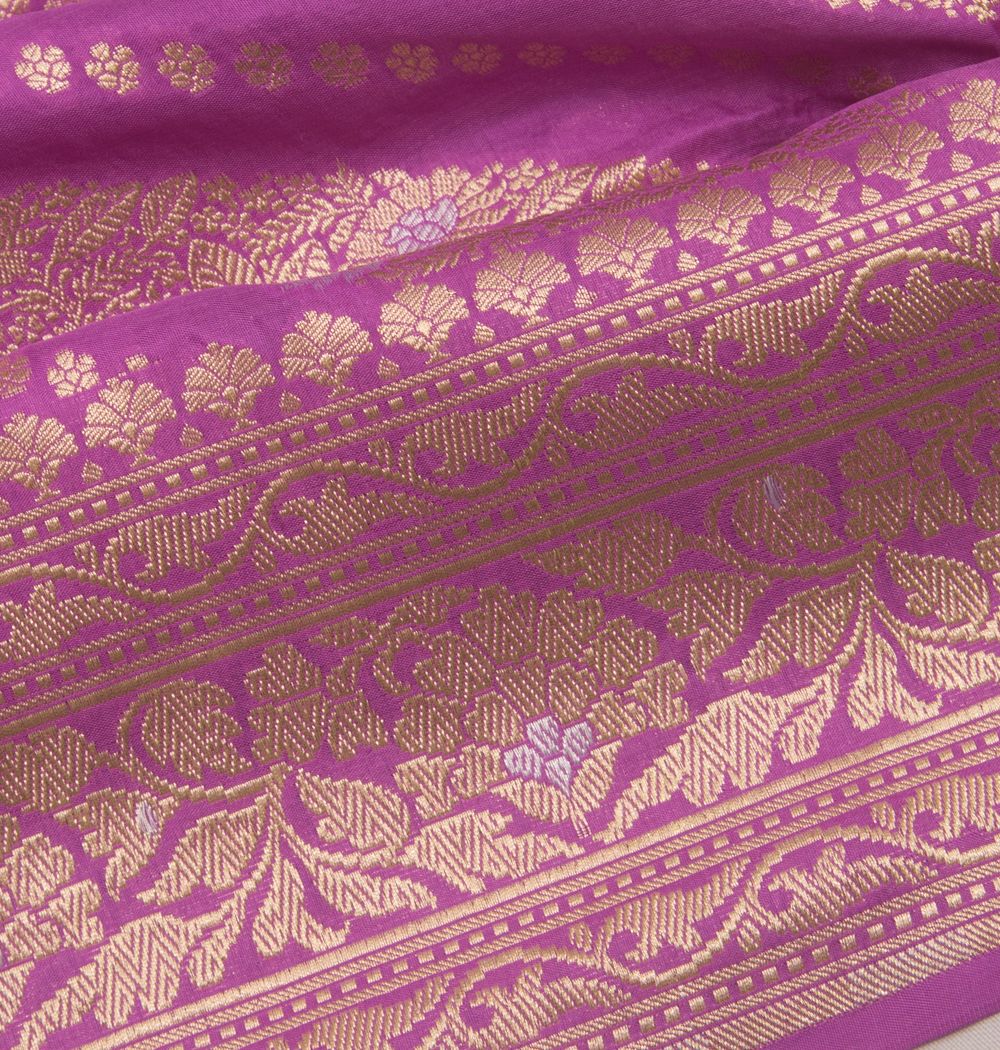 Banarasi Silk Diagonal Lines Lavender Saree