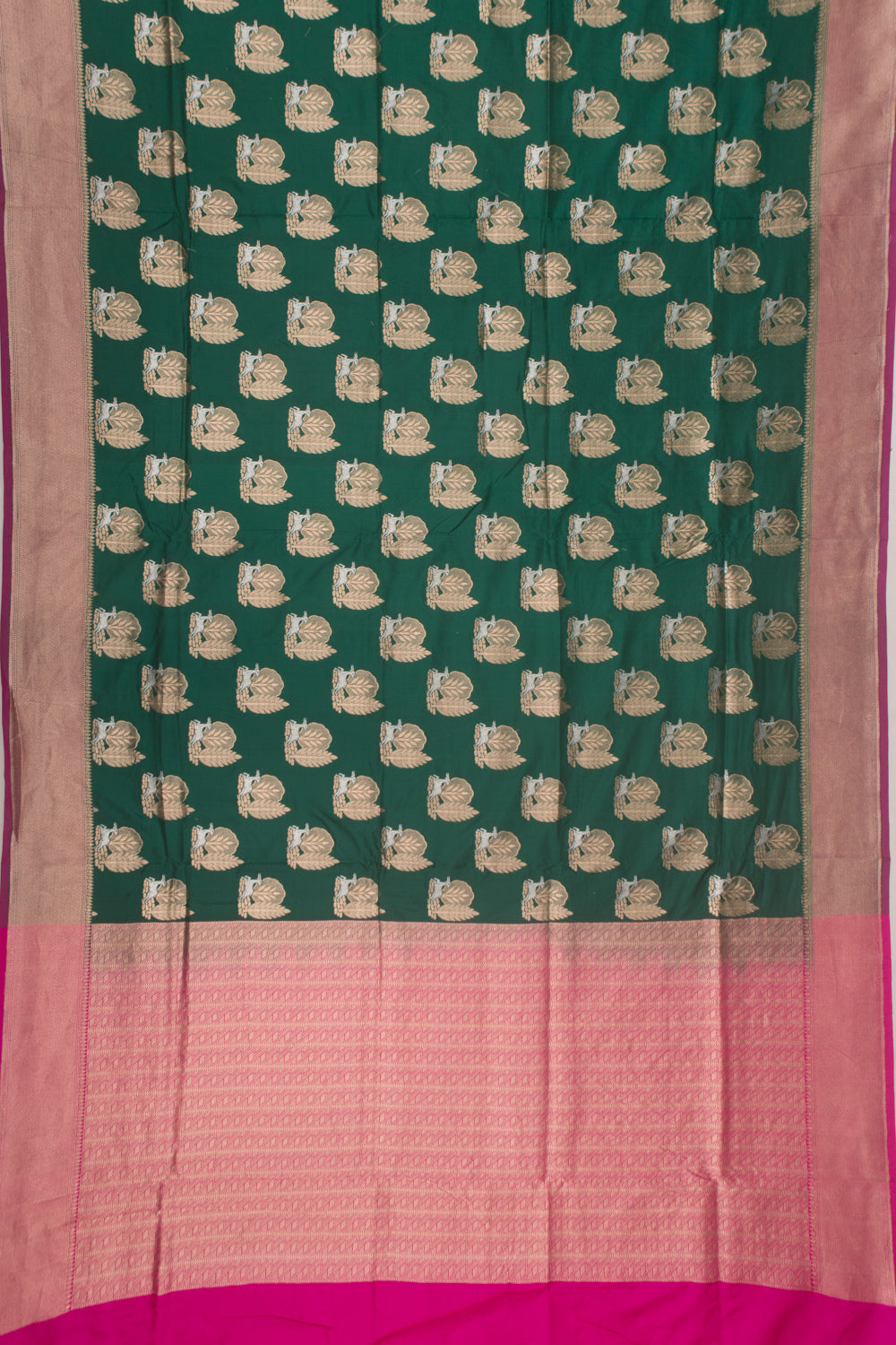 Banarasi Silk Butta Dark Green Saree
