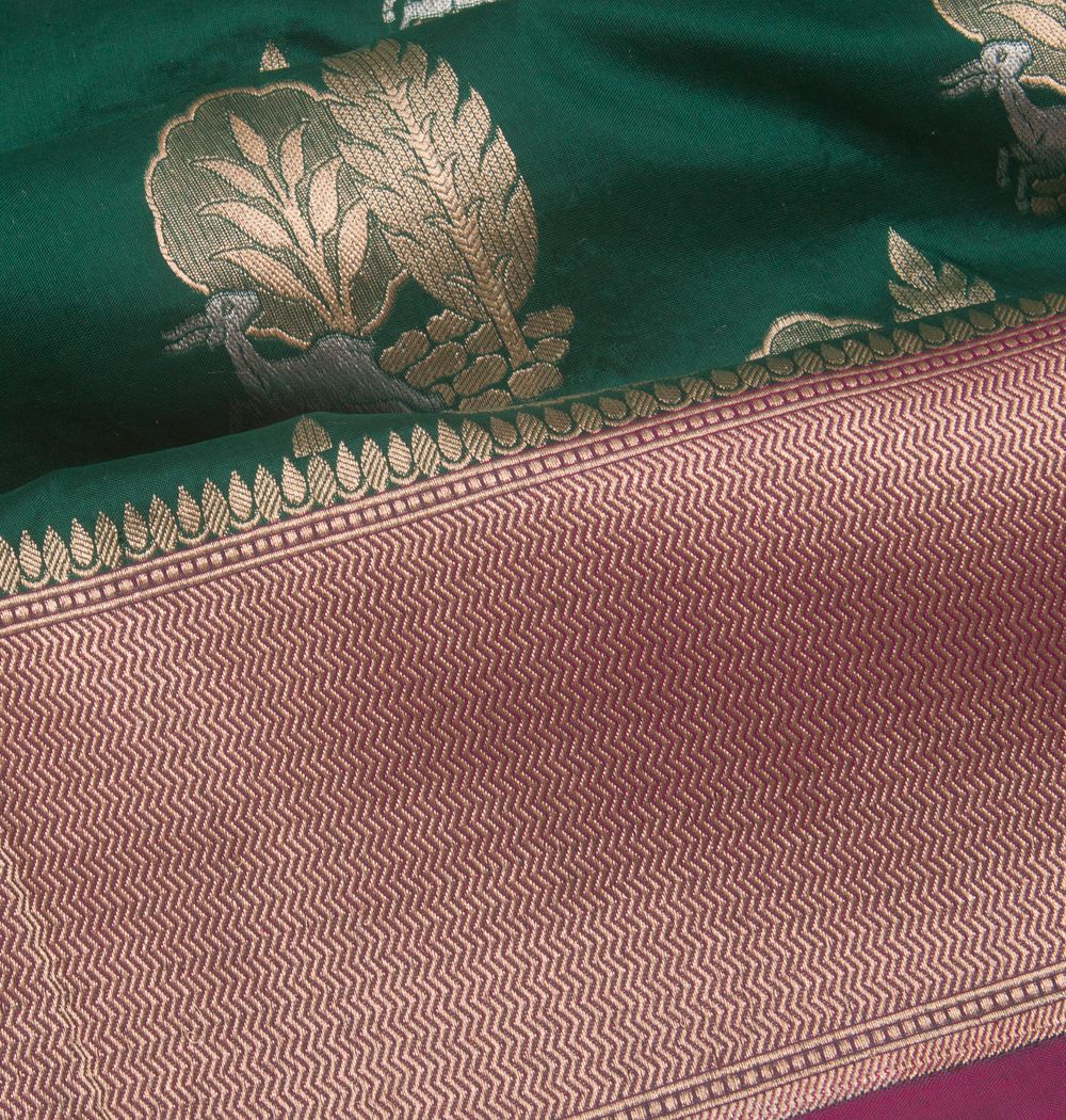 Banarasi Silk Butta Dark Green Saree