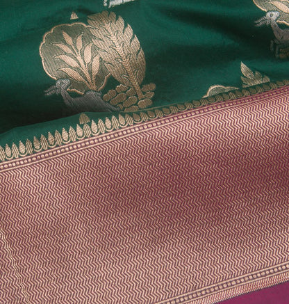 Banarasi Silk Butta Dark Green Saree