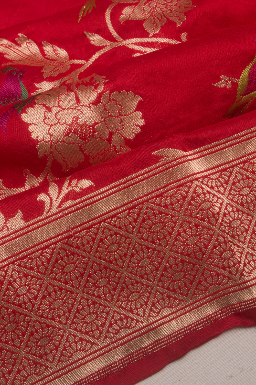 Banarasi Silk Jaal Red Saree