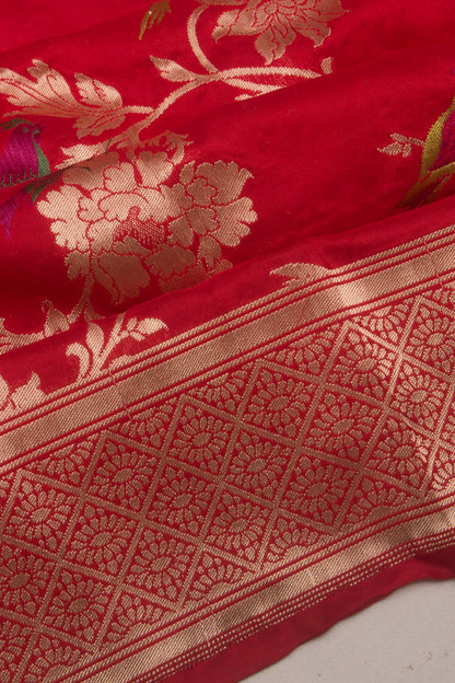 Banarasi Silk Jaal Red Saree