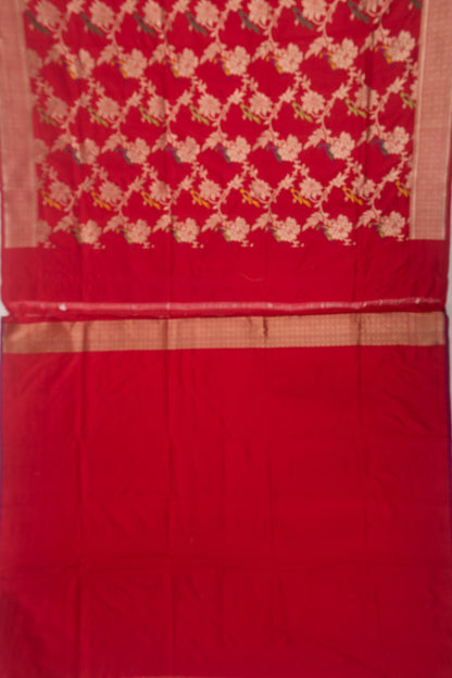 Banarasi Silk Jaal Red Saree