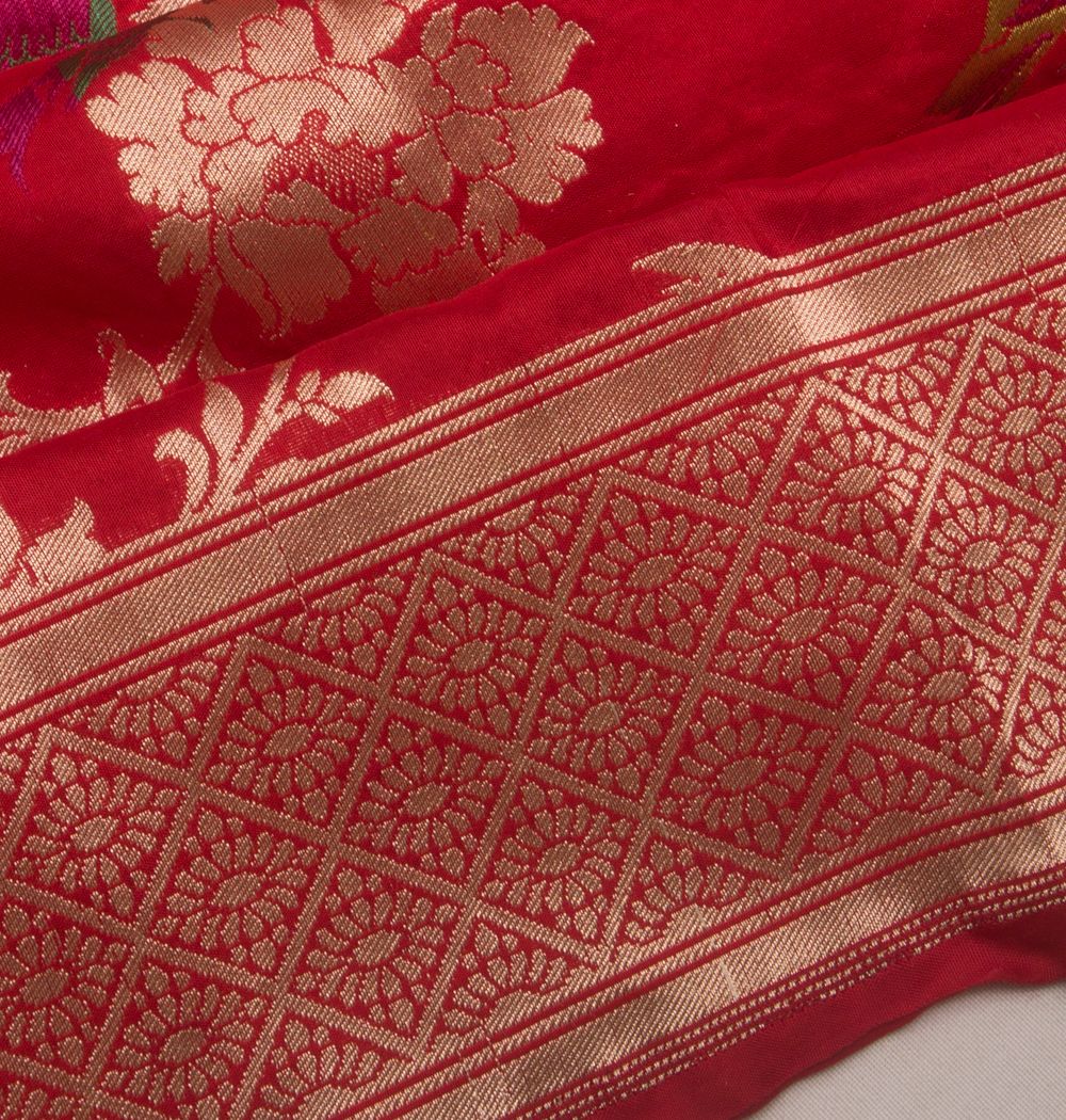 Banarasi Silk Jaal Red Saree