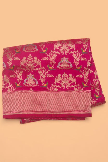Banarasi Silk Jaal And Butta Pink Saree
