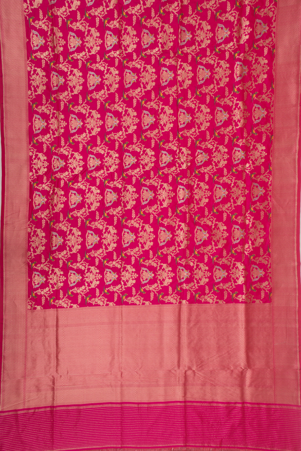 Banarasi Silk Jaal And Butta Pink Saree