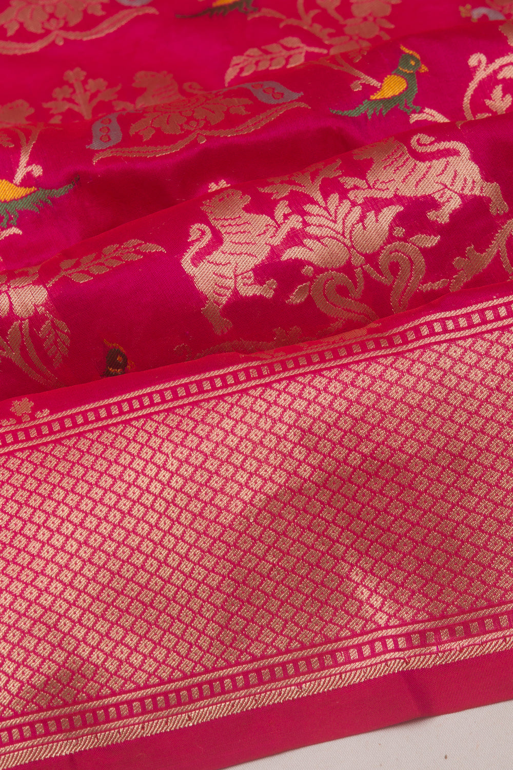 Banarasi Silk Jaal And Butta Pink Saree