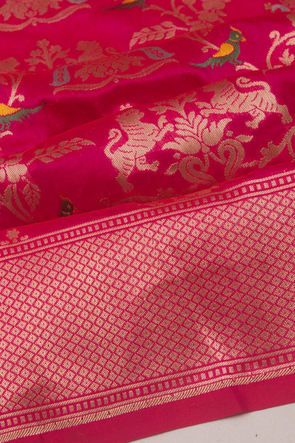 Banarasi Silk Jaal And Butta Pink Saree