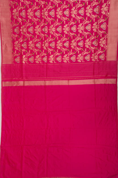 Banarasi Silk Jaal And Butta Pink Saree