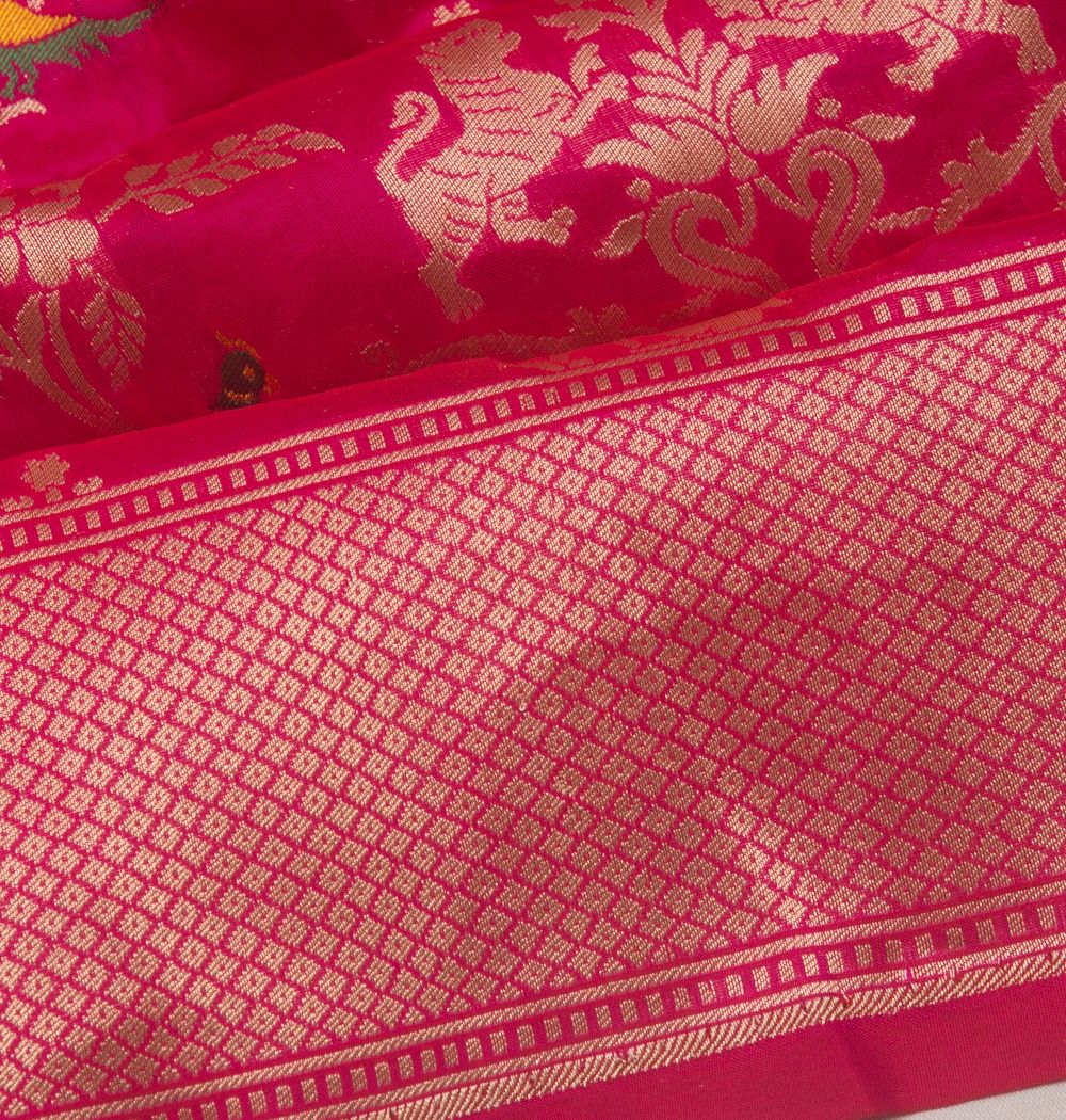 Banarasi Silk Jaal And Butta Pink Saree