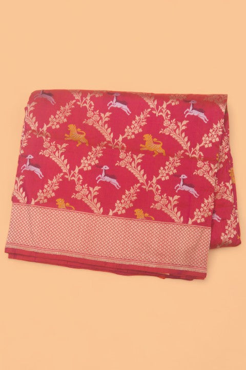 Banarasi Silk Brocade Dual Tone Pink And Orange Saree