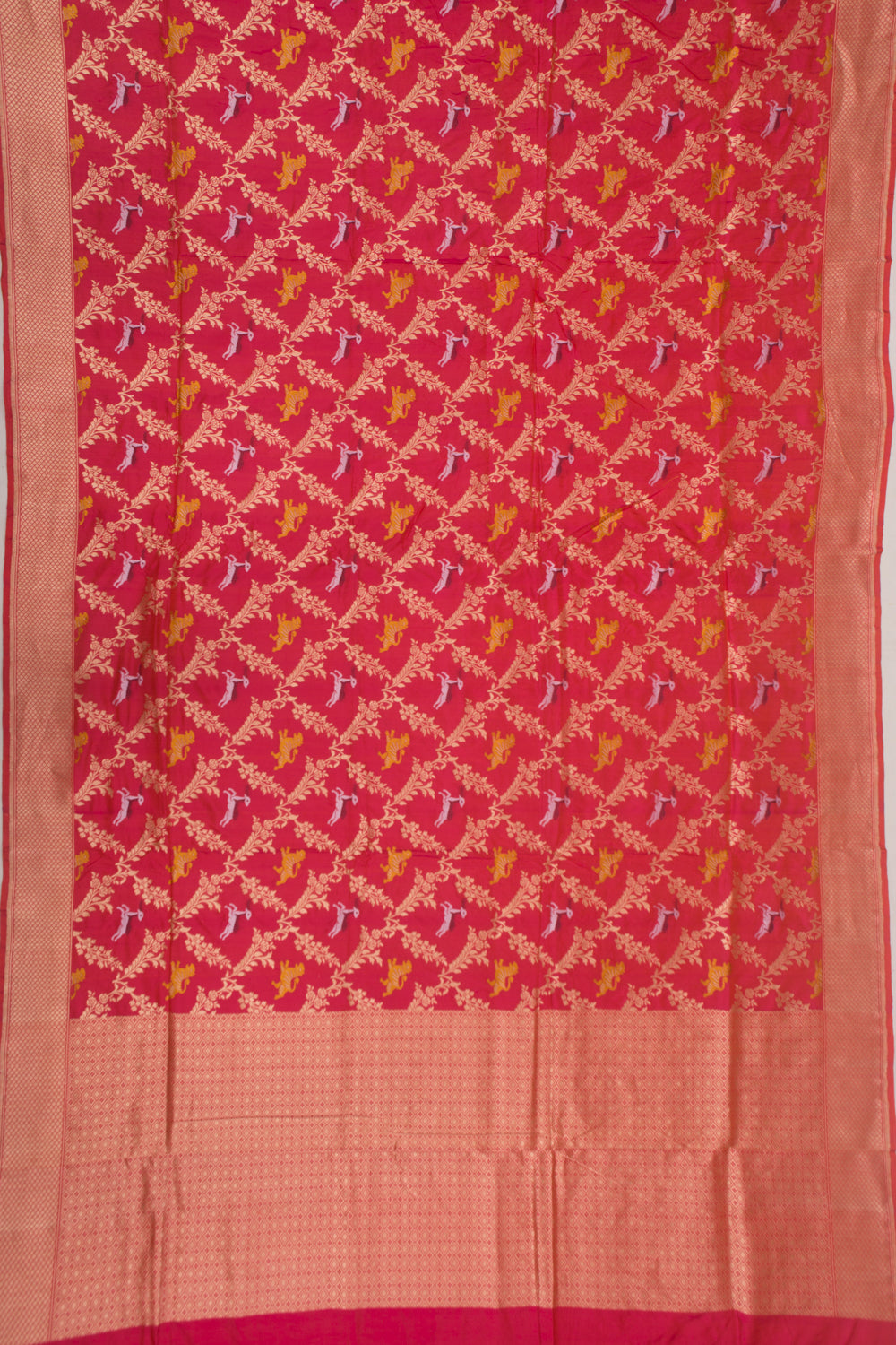 Banarasi Silk Brocade Dual Tone Pink And Orange Saree