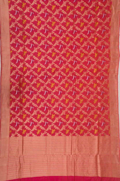 Banarasi Silk Brocade Dual Tone Pink And Orange Saree