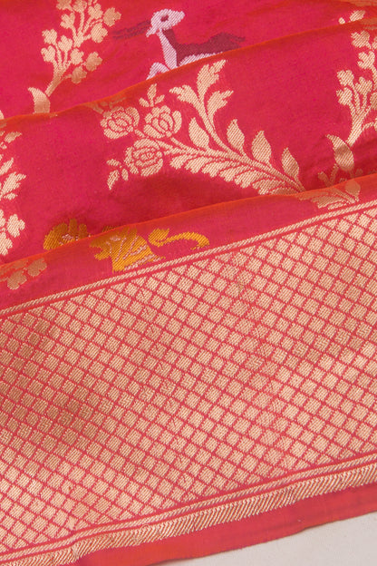 Banarasi Silk Brocade Dual Tone Pink And Orange Saree