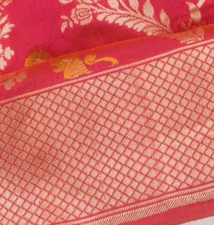 Banarasi Silk Brocade Dual Tone Pink And Orange Saree