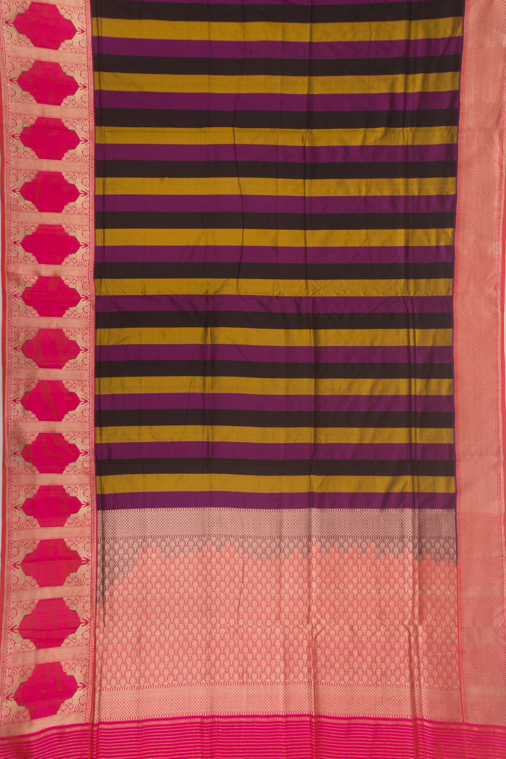 Banarasi Silk Vertical Lines Multicolour Saree