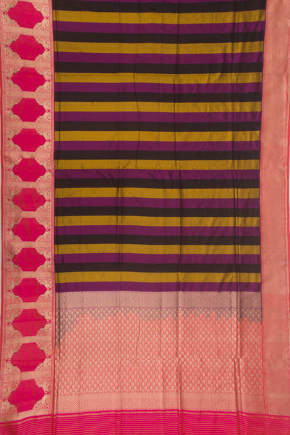 Banarasi Silk Vertical Lines Multicolour Saree