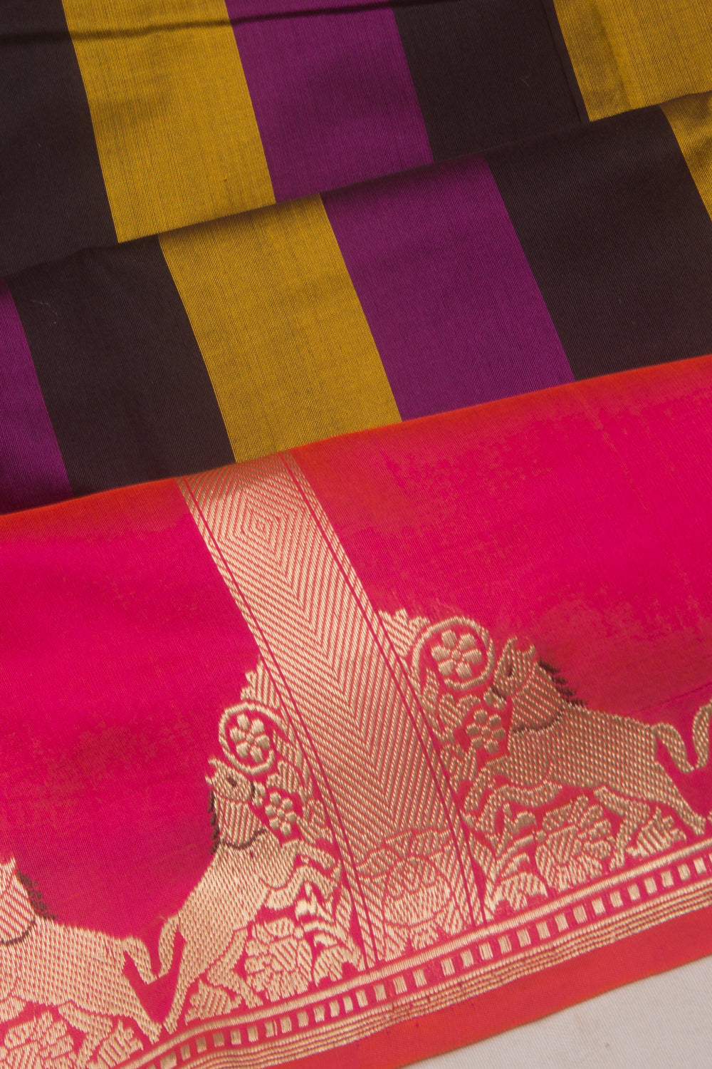Banarasi Silk Vertical Lines Multicolour Saree