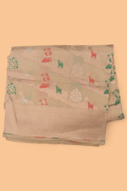 Banarasi Silk Brocade Cream Saree