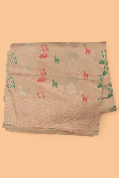 Banarasi Silk Brocade Cream Saree