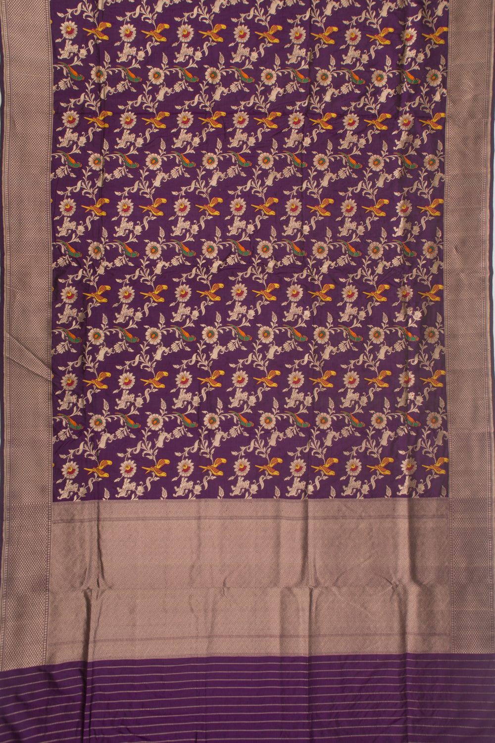 Banarasi Silk Jaal Violet Saree
