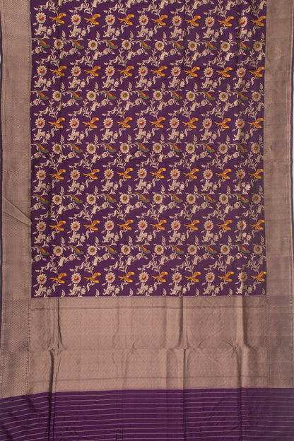 Banarasi Silk Jaal Violet Saree