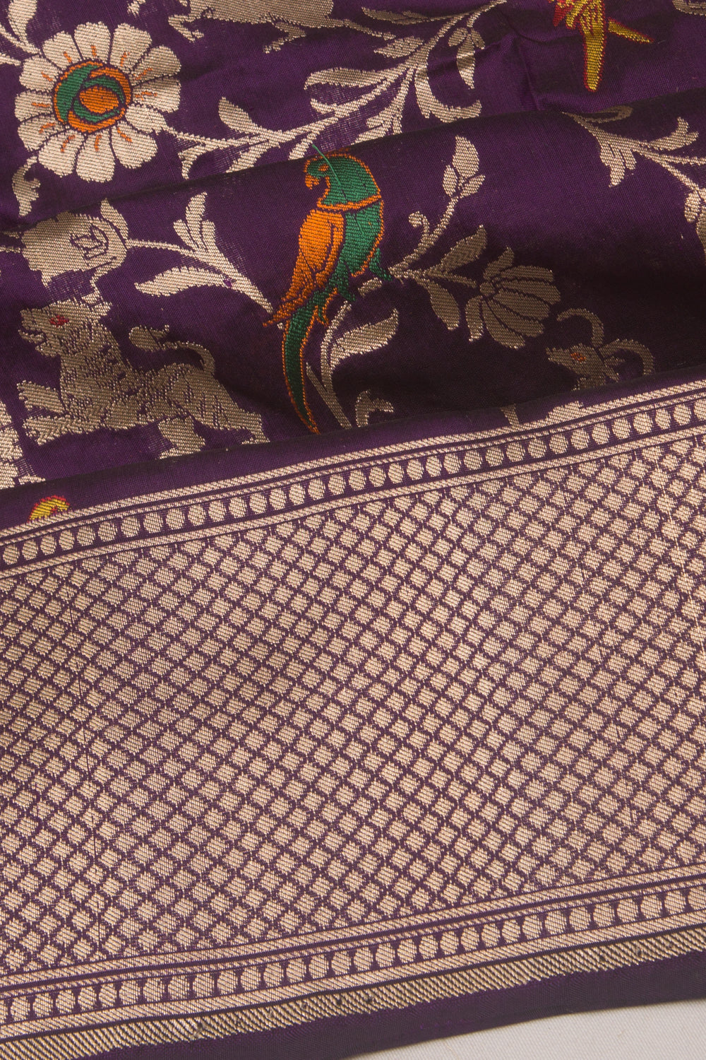 Banarasi Silk Jaal Violet Saree