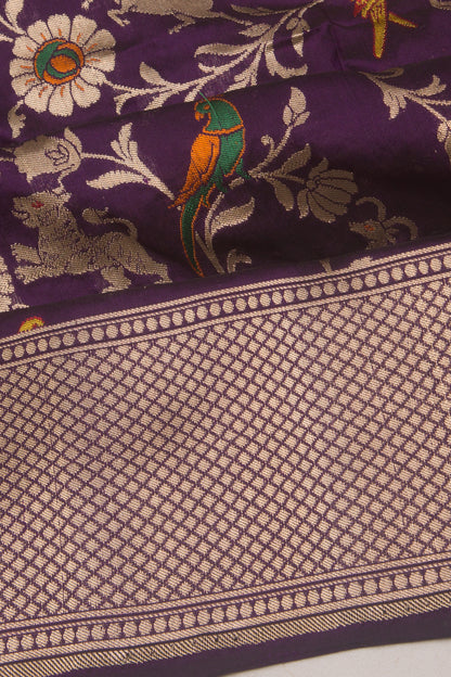 Banarasi Silk Jaal Violet Saree