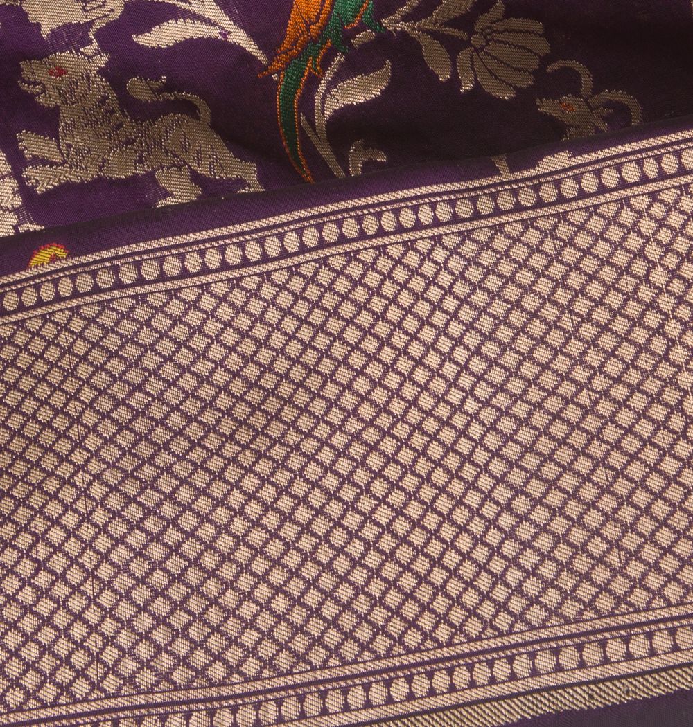 Banarasi Silk Jaal Violet Saree