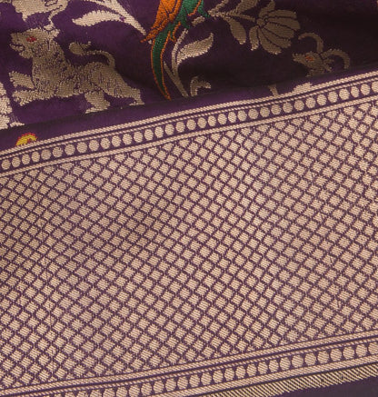 Banarasi Silk Jaal Violet Saree