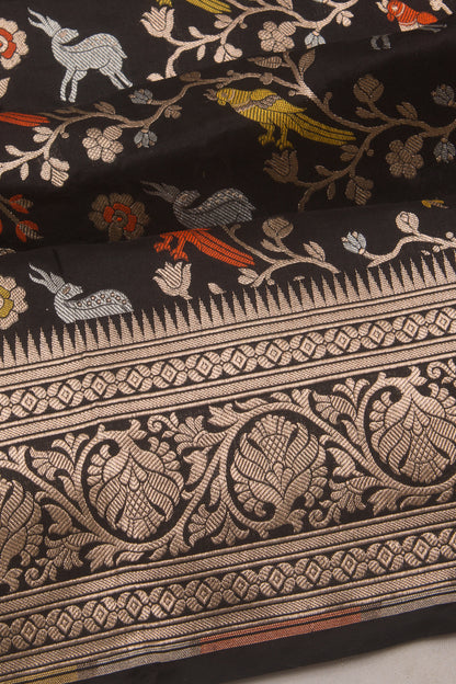 Banarasi Silk Brocade Black Saree