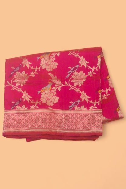 Banarasi Silk Jaal Dual Tone Pink And Orange Saree
