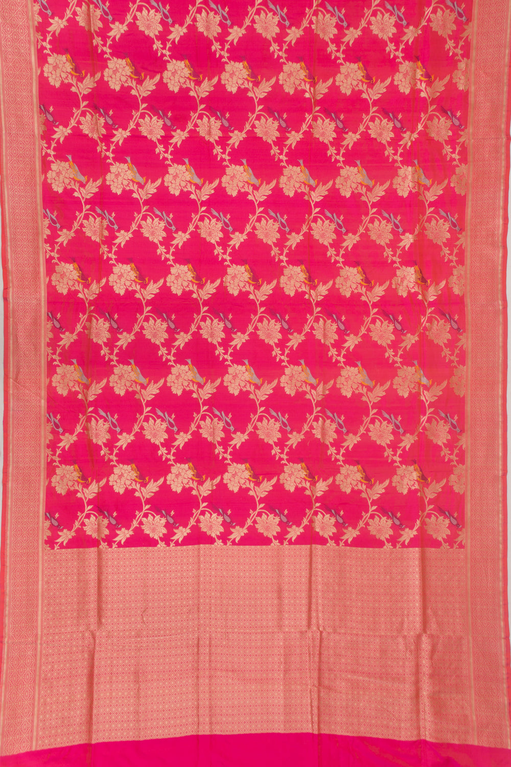 Banarasi Silk Jaal Dual Tone Pink And Orange Saree