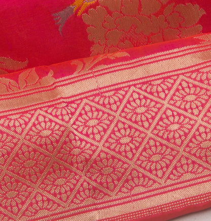 Banarasi Silk Jaal Dual Tone Pink And Orange Saree