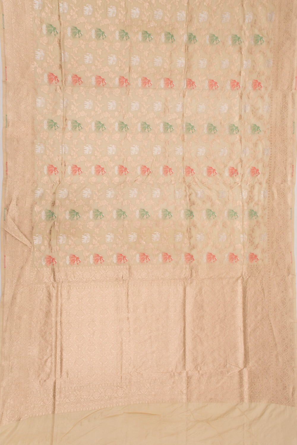 Banarasi Silk Jaal Cream Saree