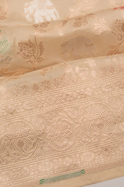 Banarasi Silk Jaal Cream Saree