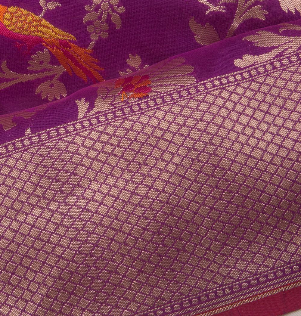 Banarasi Silk Brocade Purple Saree
