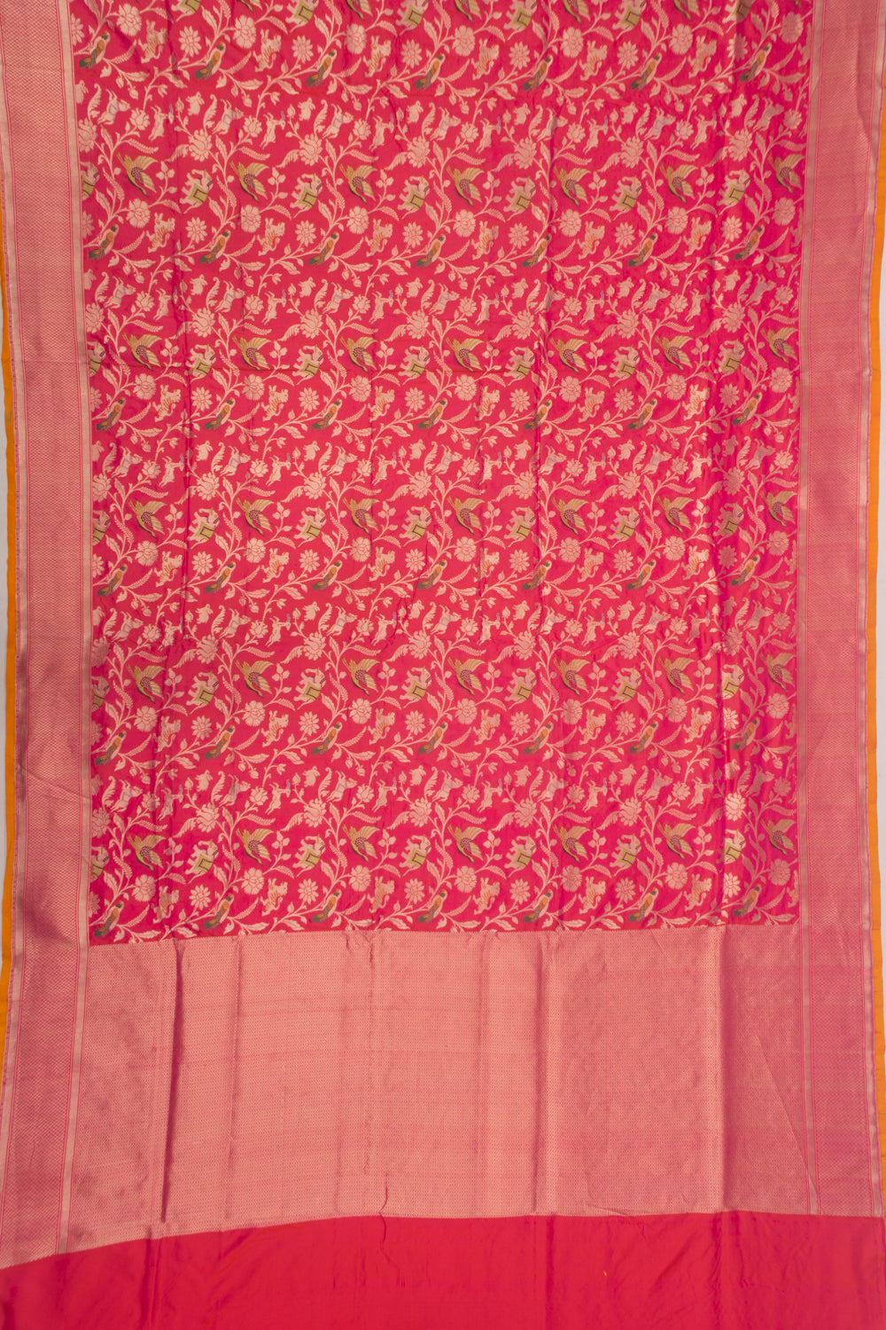 Banarasi Silk Jaal Shikargah Pink Saree