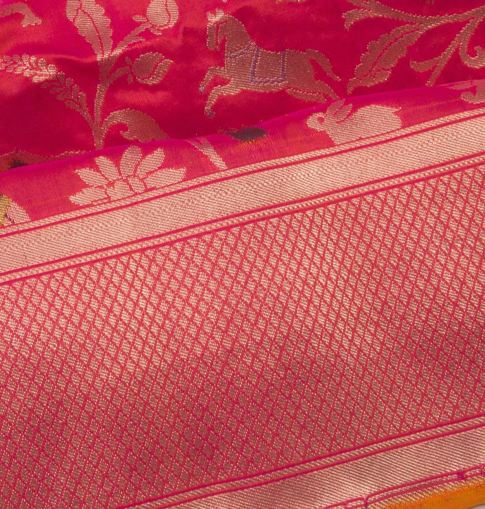 Banarasi Silk Jaal Shikargah Pink Saree