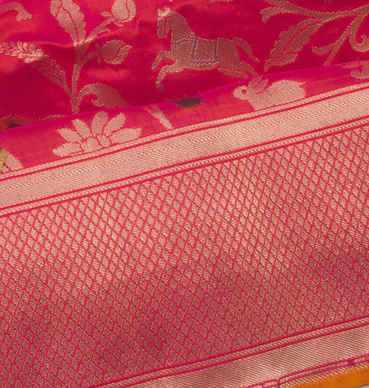 Banarasi Silk Jaal Shikargah Pink Saree