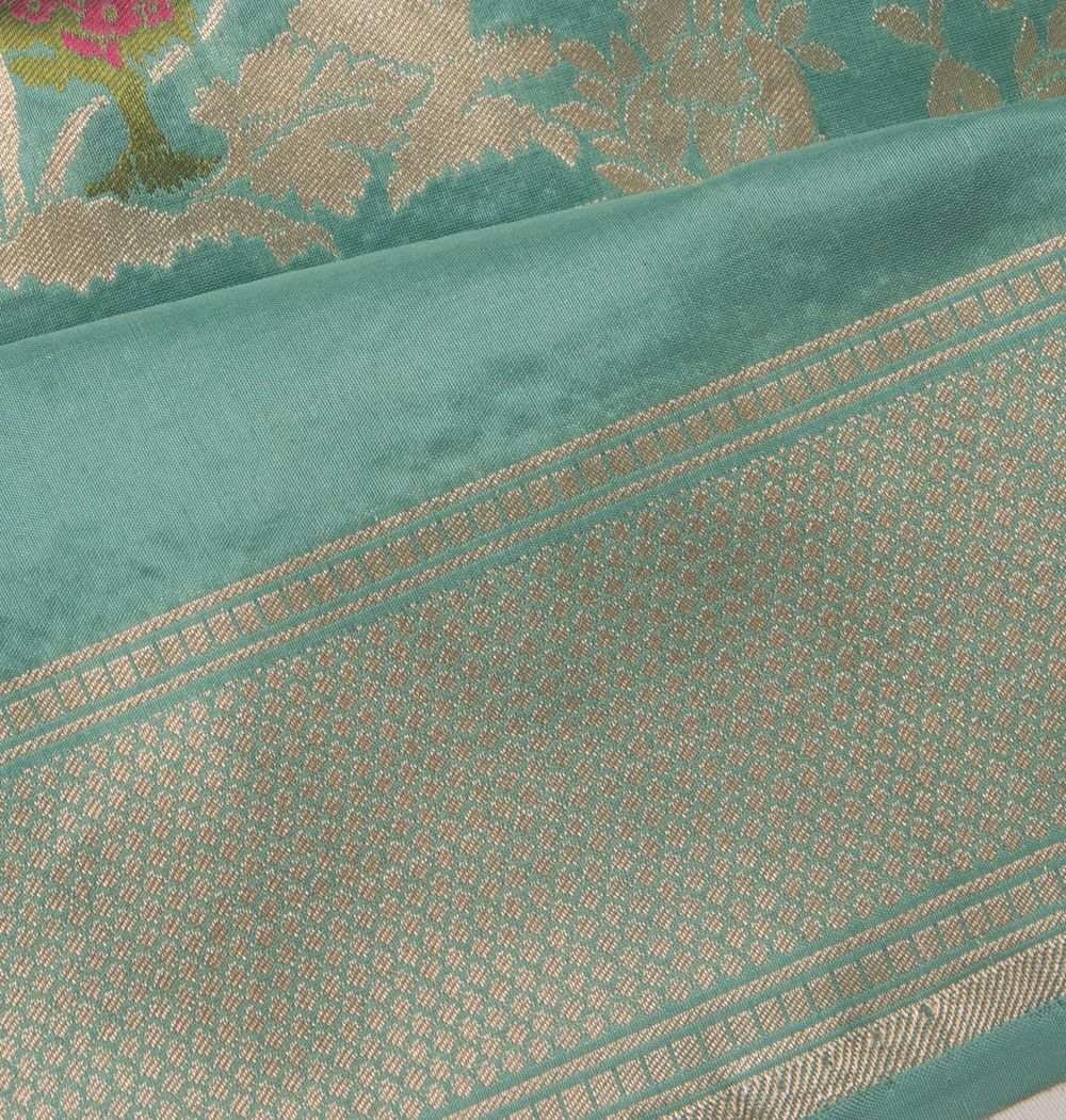 Banarasi Silk Printed And Checks Cream Saree