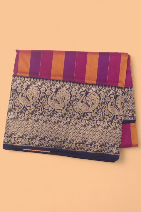 Banarasi Silk Vertical Lines Mulitcolour Saree