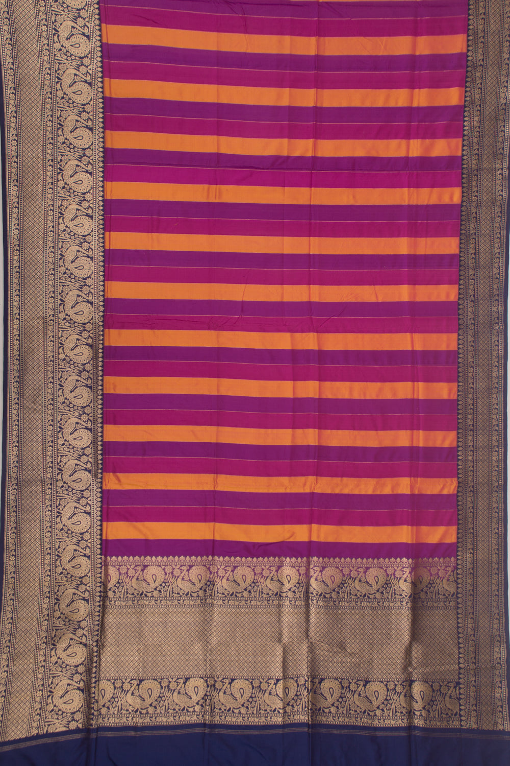Banarasi Silk Vertical Lines Mulitcolour Saree