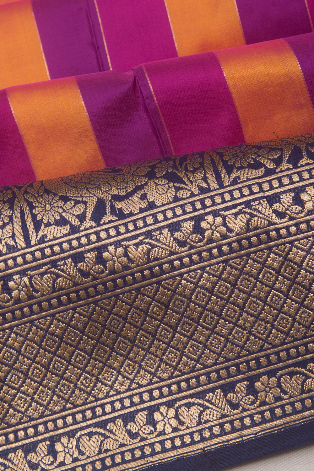 Banarasi Silk Vertical Lines Mulitcolour Saree